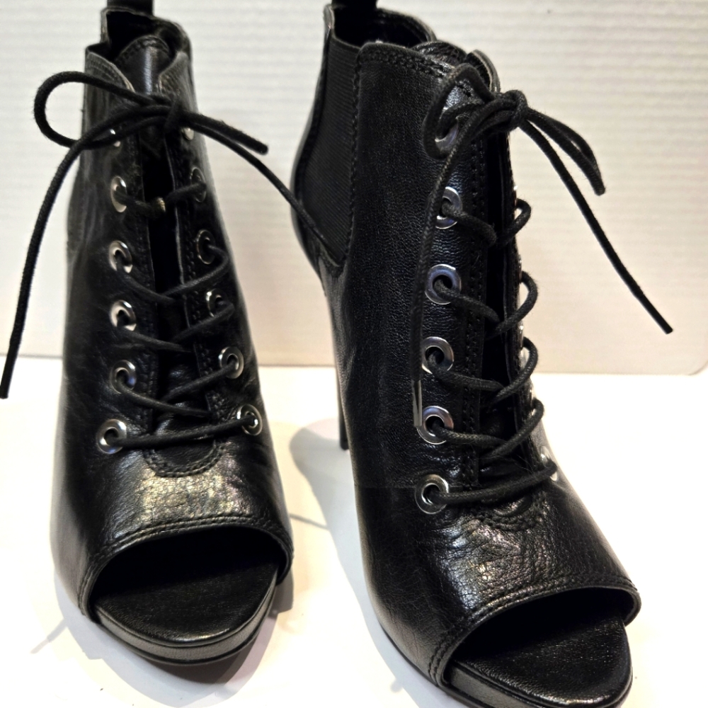 Nine West Elektra Black Open-Toed Ankle Booties NEW